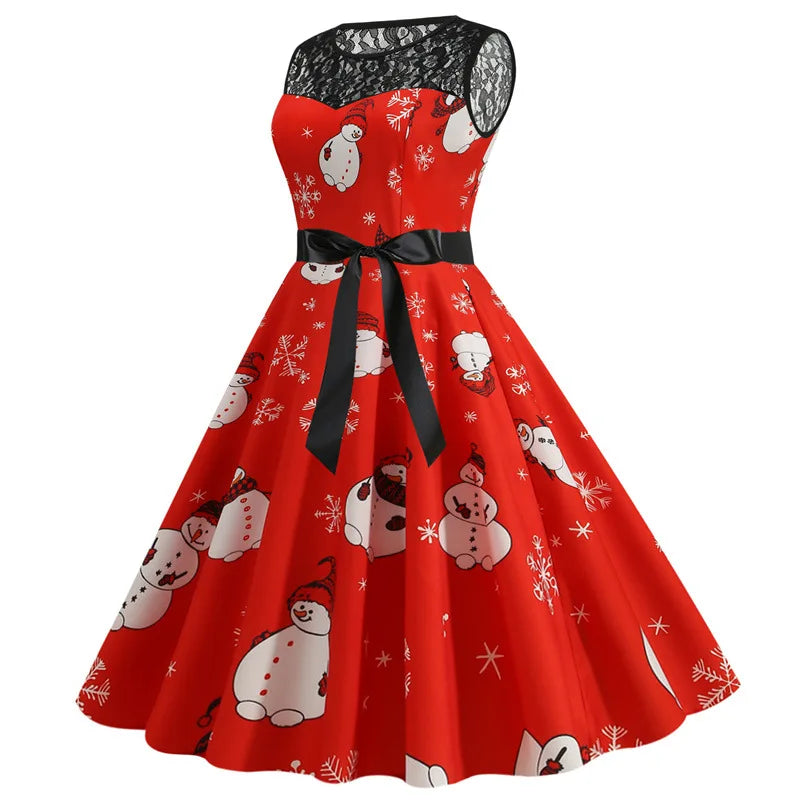 Lace Patchwork Retro Casual Dress