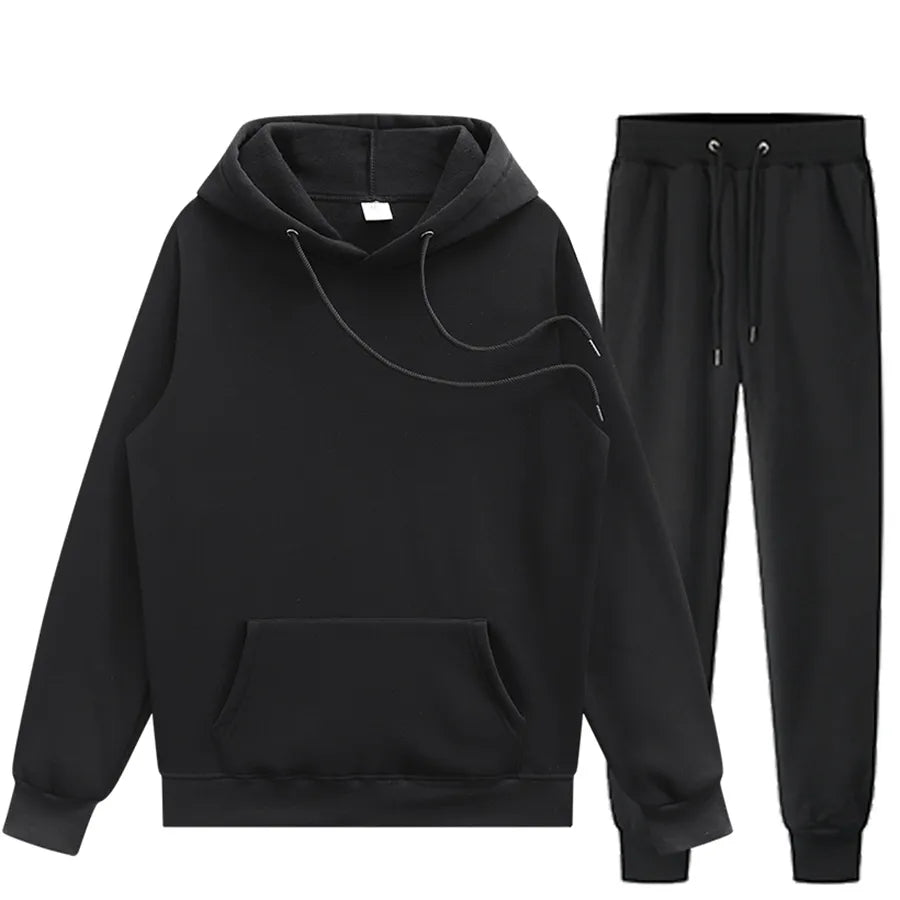 Solid Color Hoodie Men Tracksuits