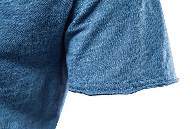 T-shirts à manches courtes et col en V pour homme en coton