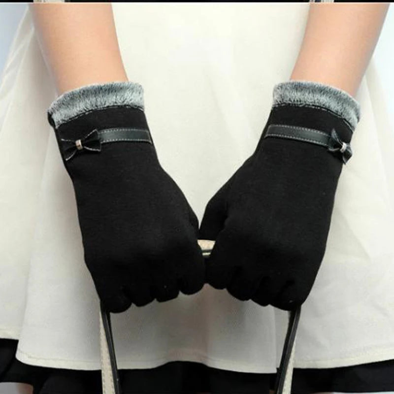 Bow-Knot Touch Screen Winter Gloves