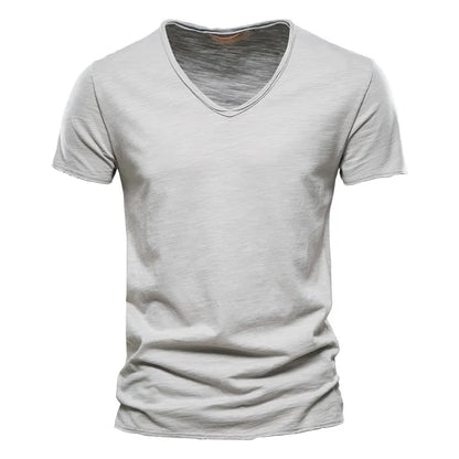 T-shirts à manches courtes et col en V pour homme en coton