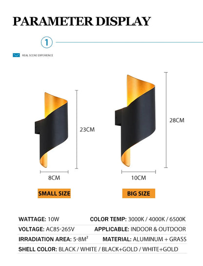 Appliques murales LED nordiques étanches à design spiralé