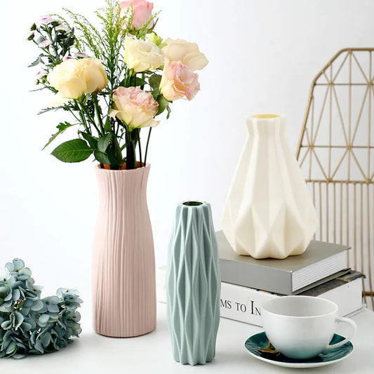 Weißer Keramik-Blumentopf, Heimdekoration, Vase