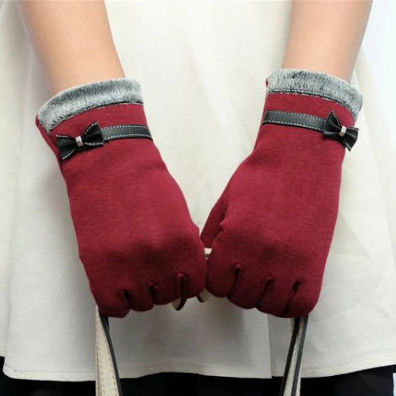 Bow-Knot Touch Screen Winter Gloves