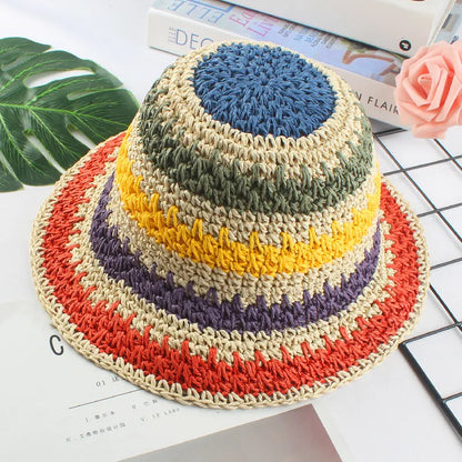 Chapeau de plage en paille crochetée pour femme