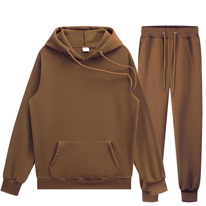 Solid Color Hoodie Men Tracksuits