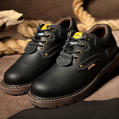 Genuine Leather Low-Top Safety Boots