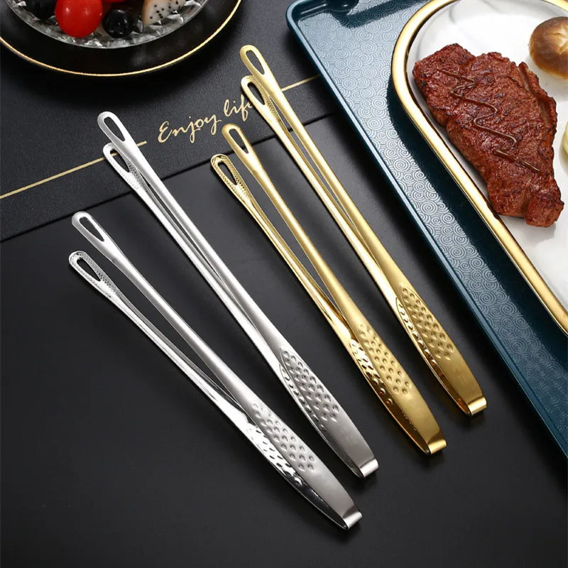 Long Handle Non-Slip Stainless Steel BBQ Tongs