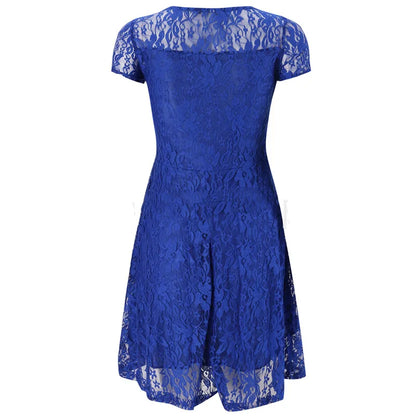 Women's Short Sleeve Floral Lace Round Neck A-line Dress