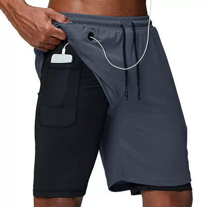 Men's 2-in-1 Quick Dry Running Gym Shorts