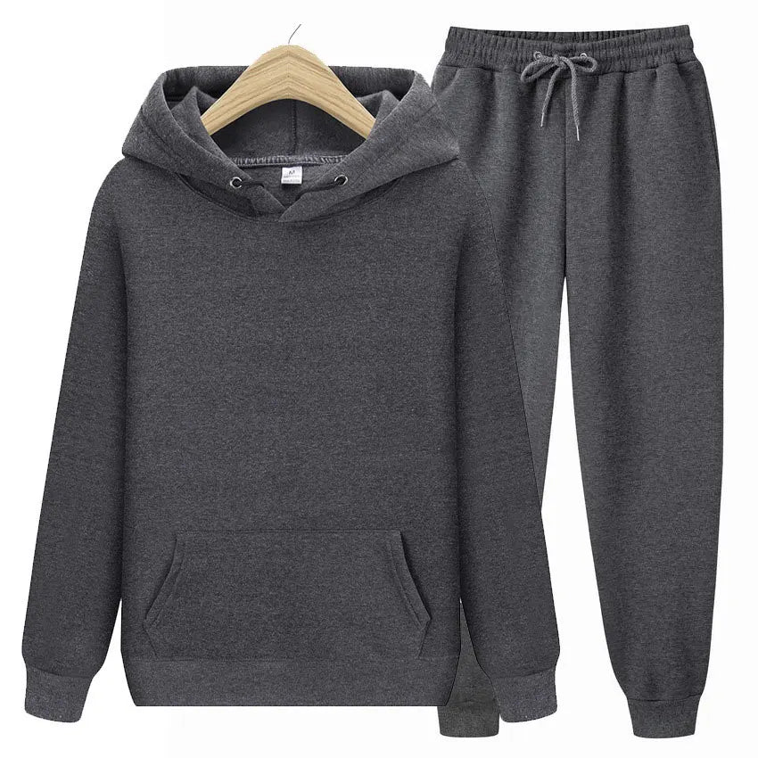 Solid Color Hoodie Men Tracksuits