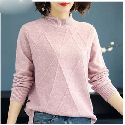 pink turtleneck sweater
