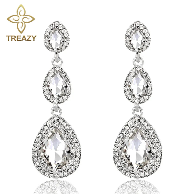 Kristallohrringe für Damen – Große Hängeohrringe für die Hochzeit 