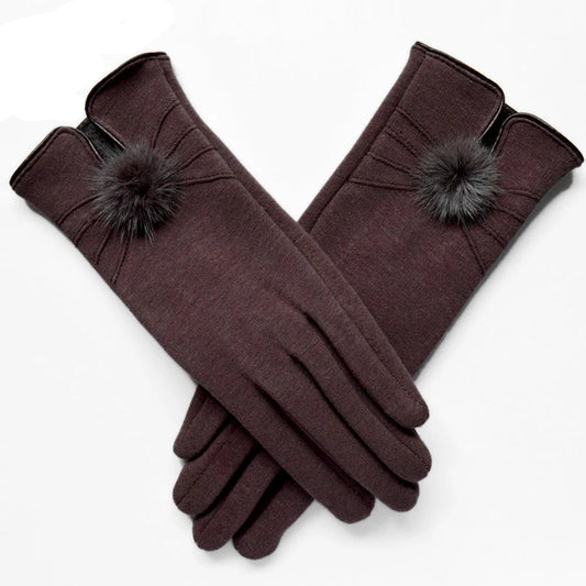 Women Mink ball Wool Gloves