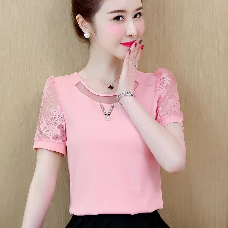 Spring/Summer Chiffon Lace Blouse