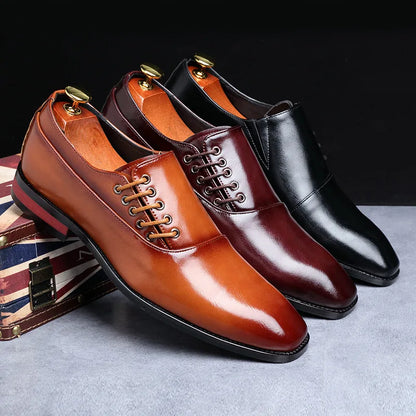 Red Wine Leather Lace-Up Derbys