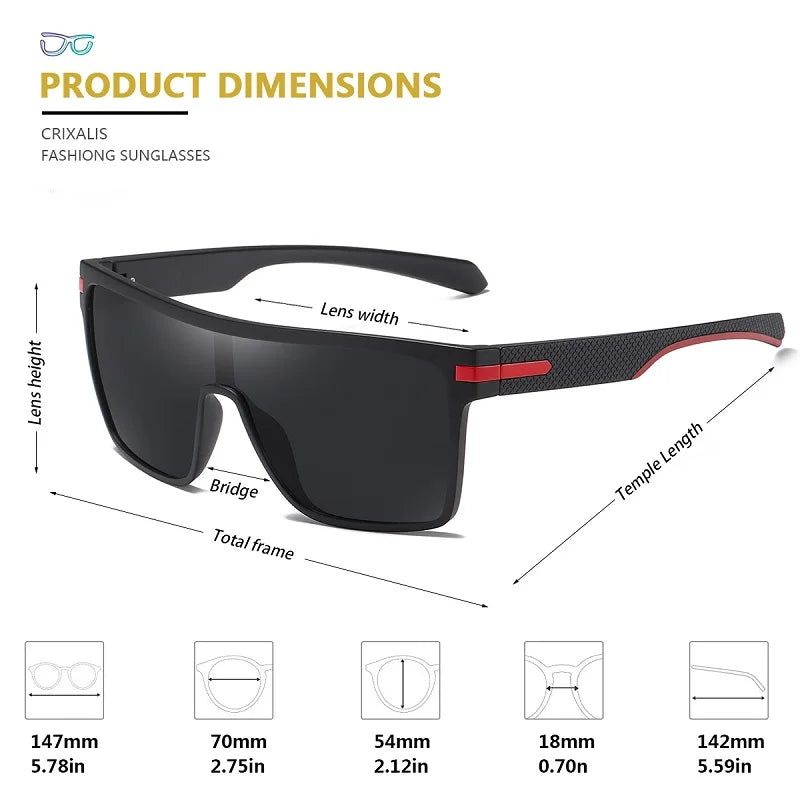 Lunettes de soleil carrées polarisées pour hommes