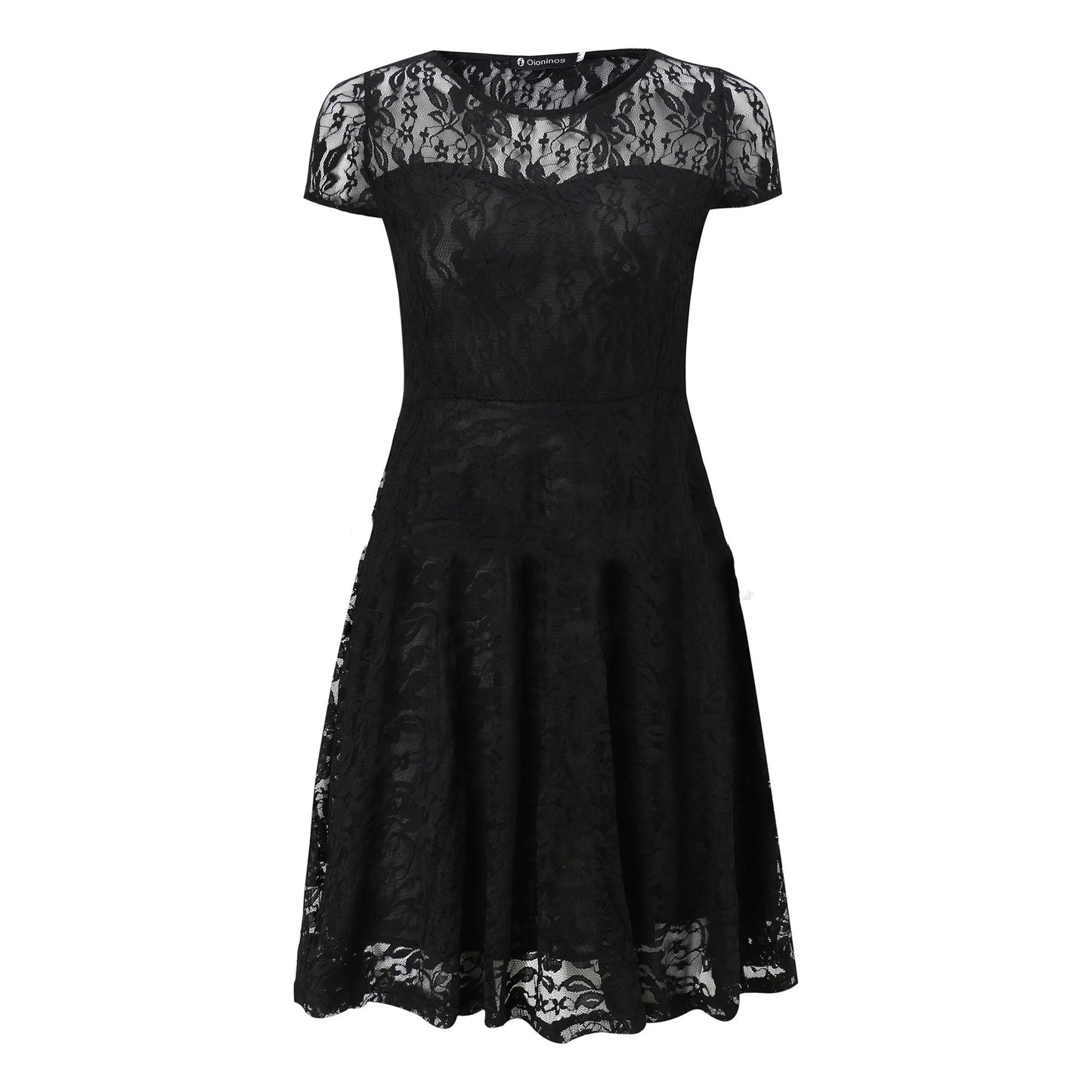 Women's Short Sleeve Floral Lace Round Neck A-line Dress