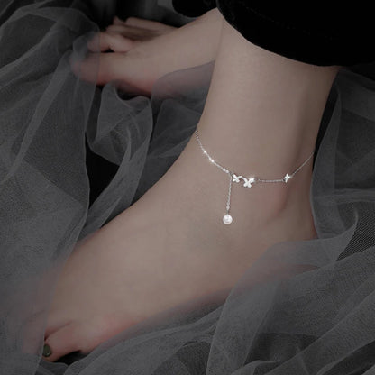 butterfly silver anklet