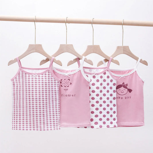 4Pcs Girl's Sleeveless Lingerie Cotton Tank Top