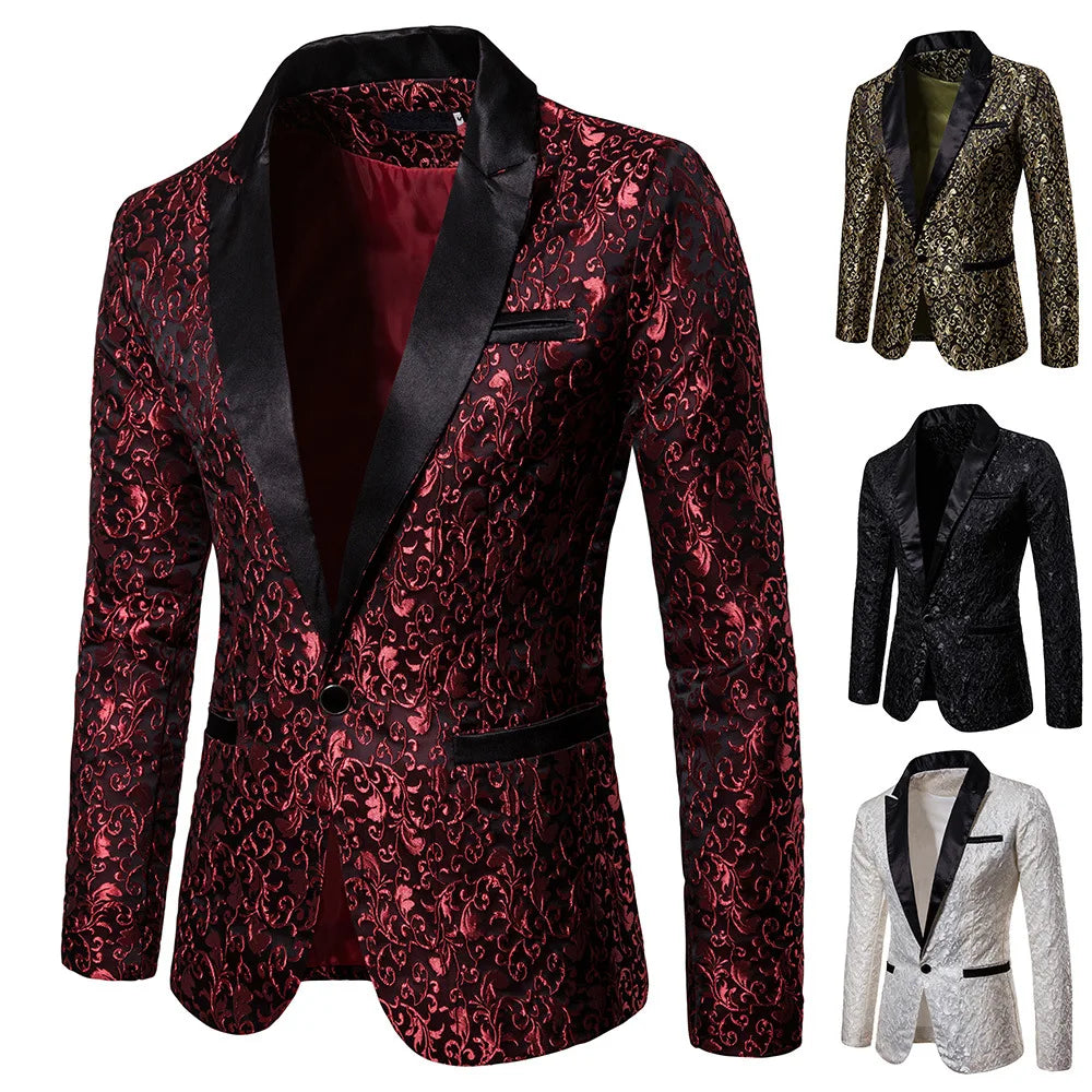 Blazer de costume floral classique pour hommes