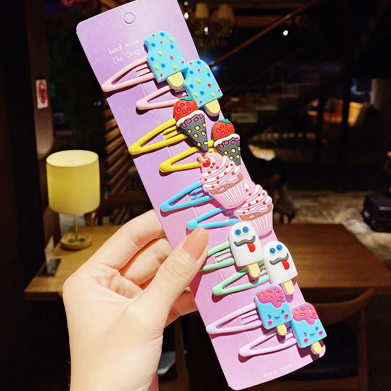 Ensemble de pinces à cheveux licorne pour filles, 10 pièces, crème glacée