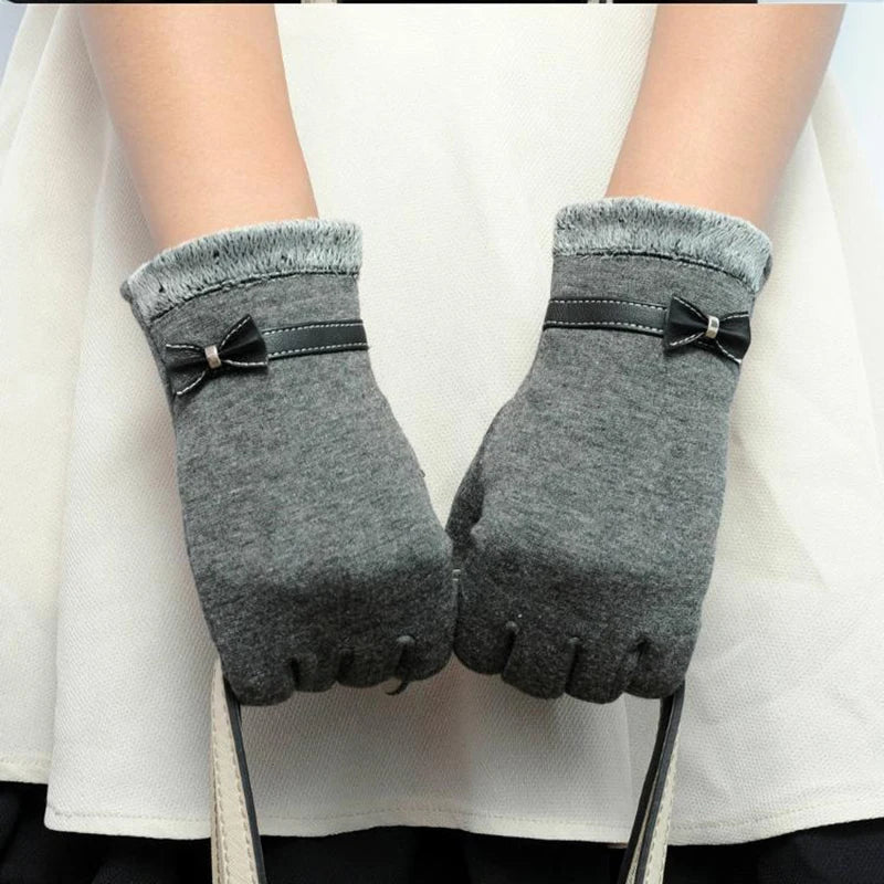 Bow-Knot Touch Screen Winter Gloves