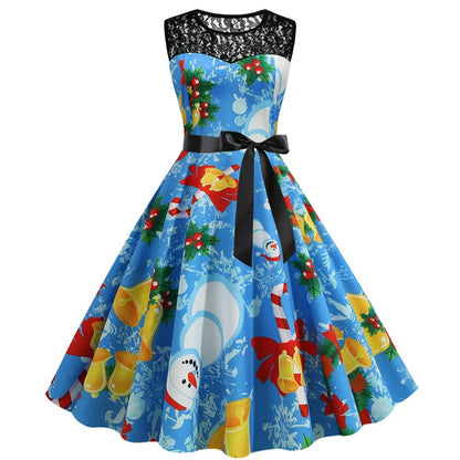 Lace Patchwork Retro Casual Dress