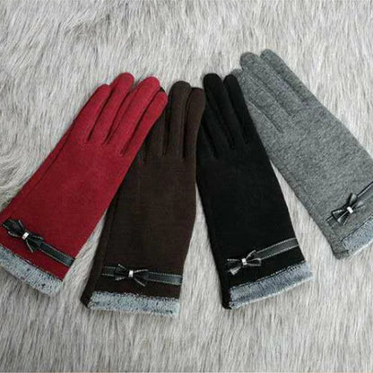 Bow-Knot Touch Screen Winter Gloves