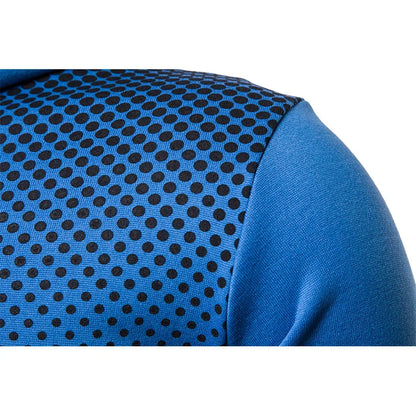 Polka Dot Print Zip-Up Hoodie for Men