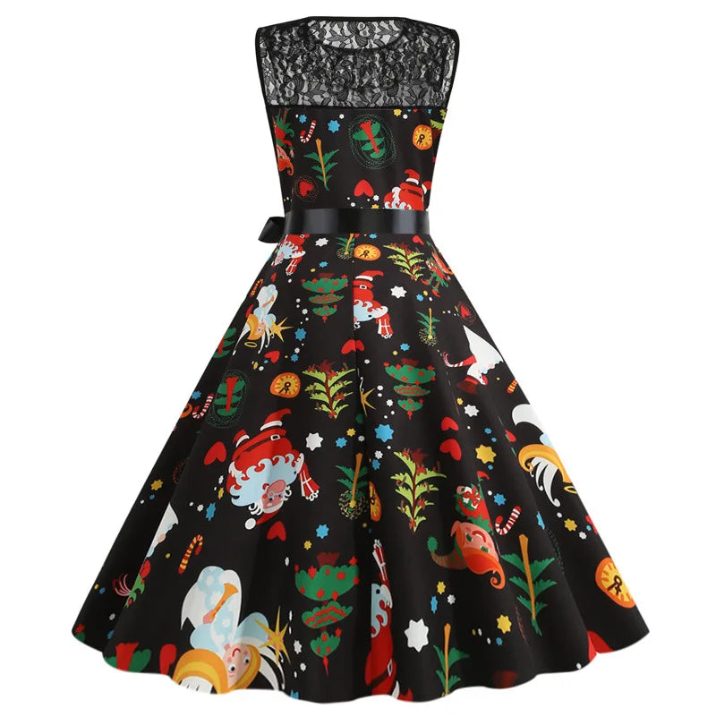 Lace Patchwork Retro Casual Dress