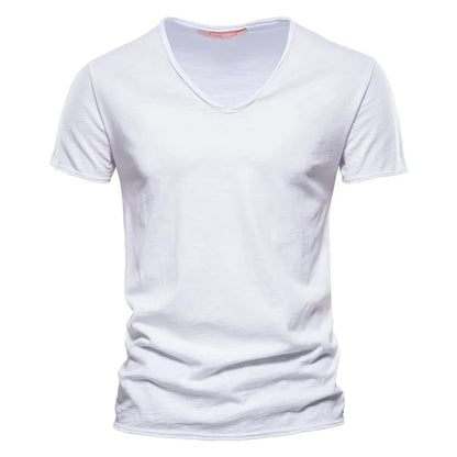 T-shirts à manches courtes et col en V pour homme en coton
