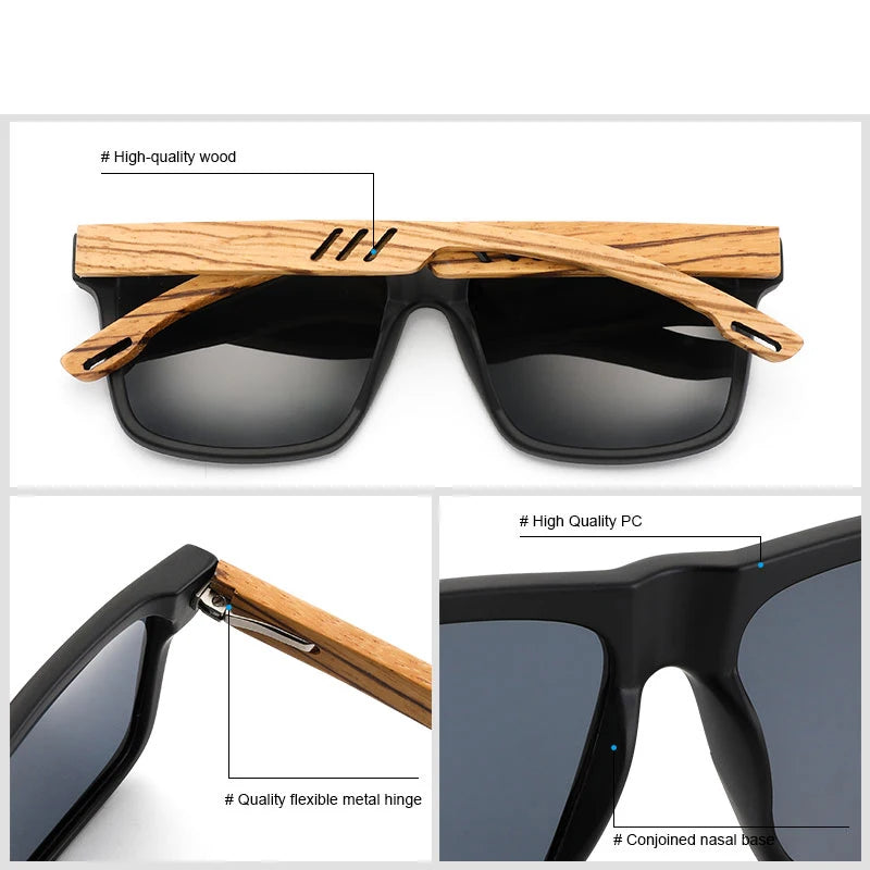 Wooden Square Polarized Sunglasses