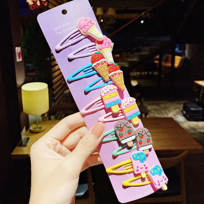 Ensemble de pinces à cheveux licorne pour filles, 10 pièces, crème glacée