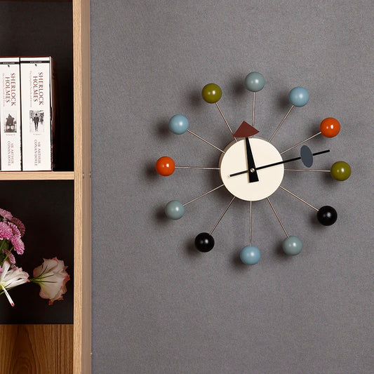 Round Ball Wood Wall Clock