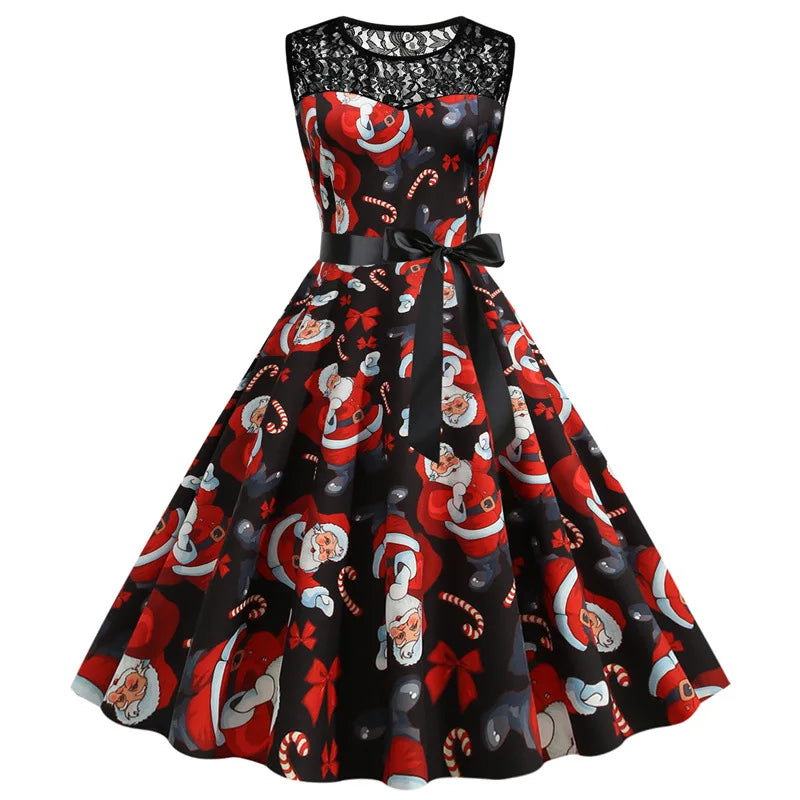 Lace Patchwork Retro Casual Dress