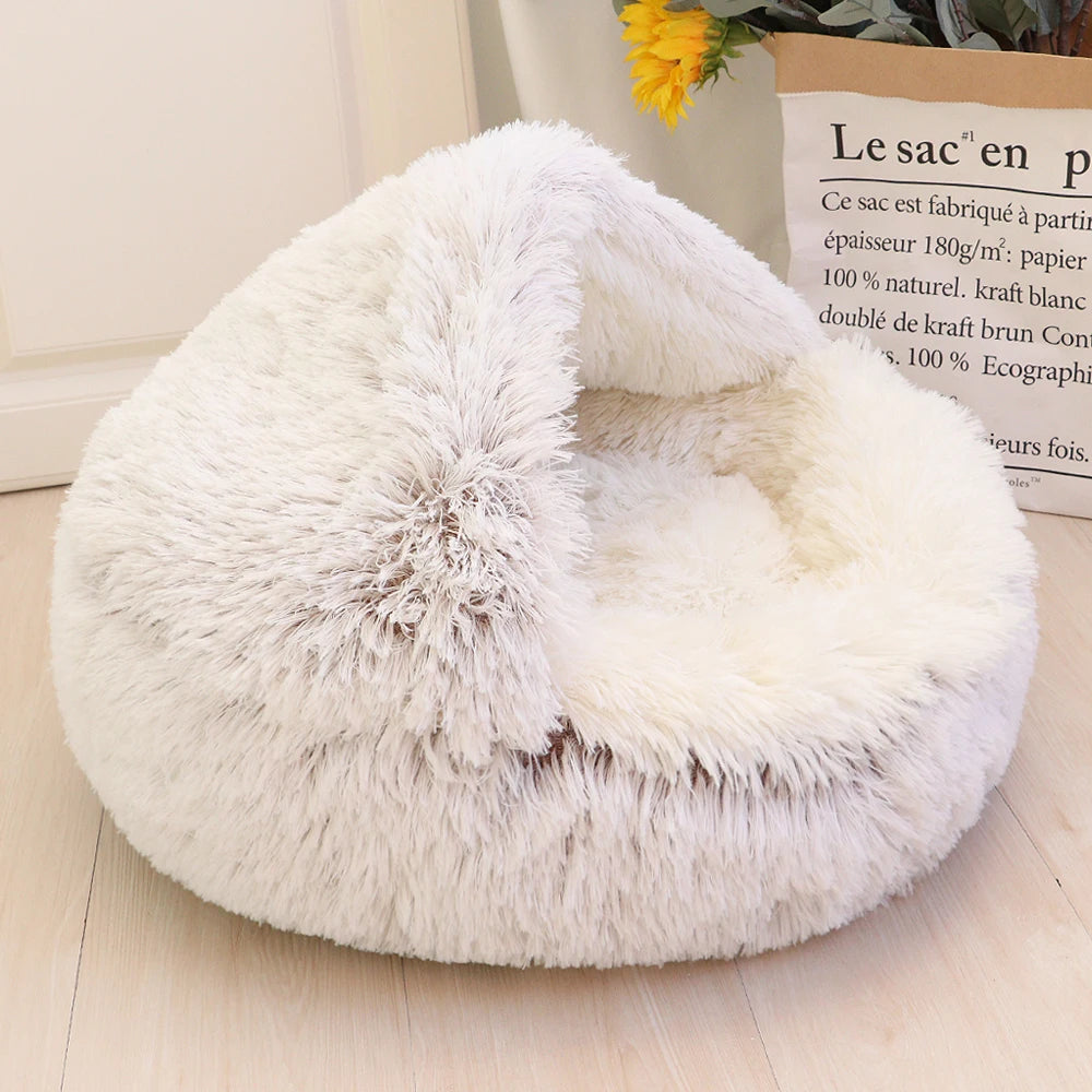 plush cat bed