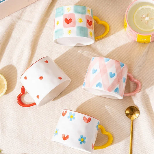 Heart-Shaped Ceramic Coffee Tea Cups