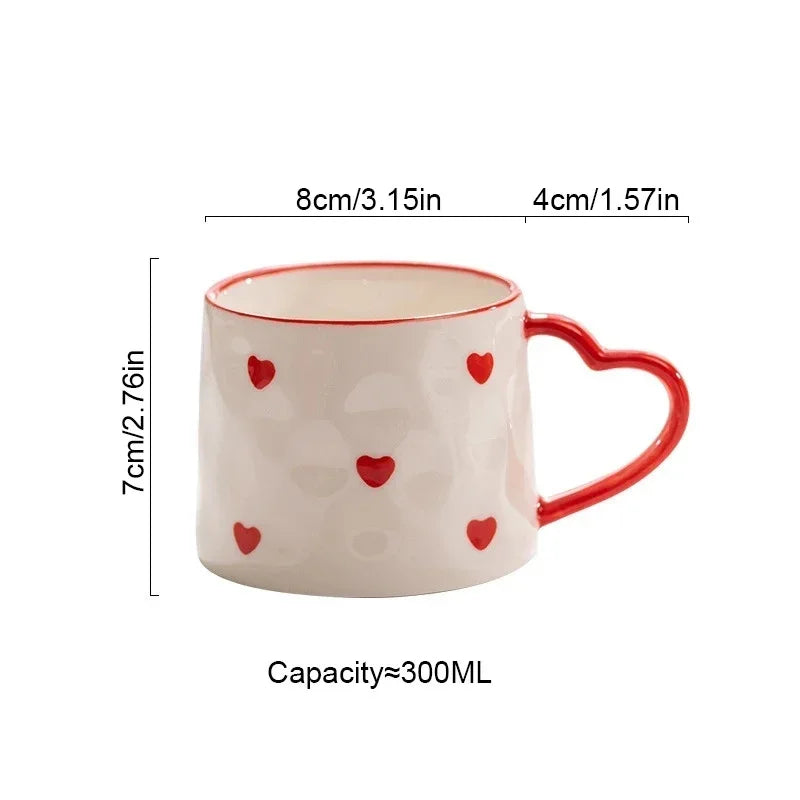 Heart-Shaped Ceramic Coffee Tea Cups