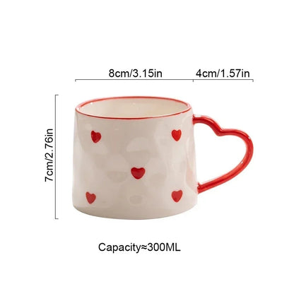 Heart-Shaped Ceramic Coffee Tea Cups