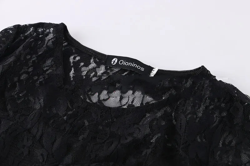 Women's Short Sleeve Floral Lace Round Neck A-line Dress