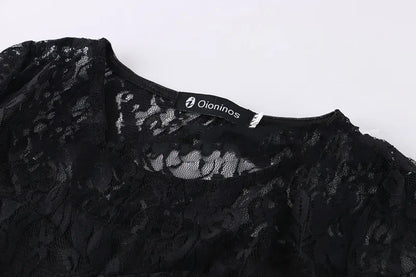 Women's Short Sleeve Floral Lace Round Neck A-line Dress