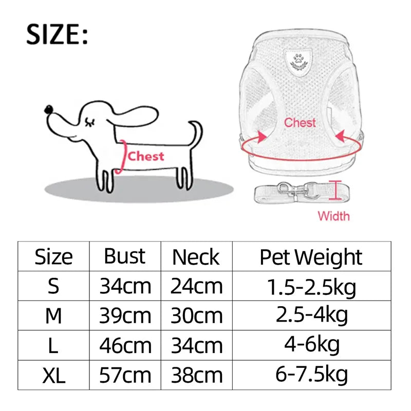 Adjustable Mesh Cat Harness Vest with Leash