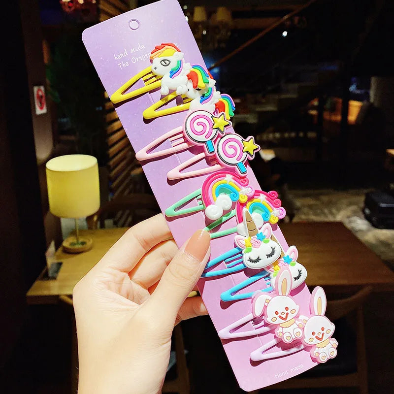 Ensemble de pinces à cheveux licorne pour filles, 10 pièces, crème glacée