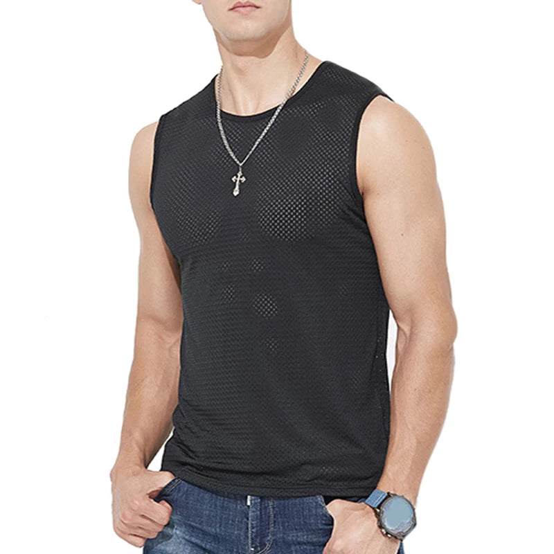 Mesh-atmungsaktive Herren-Tanktops aus Eisseide