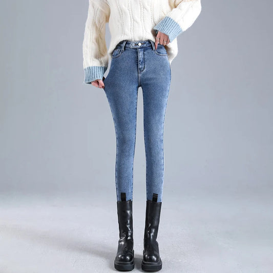 High Waist Warm Skinny Denim Stretch Jeans