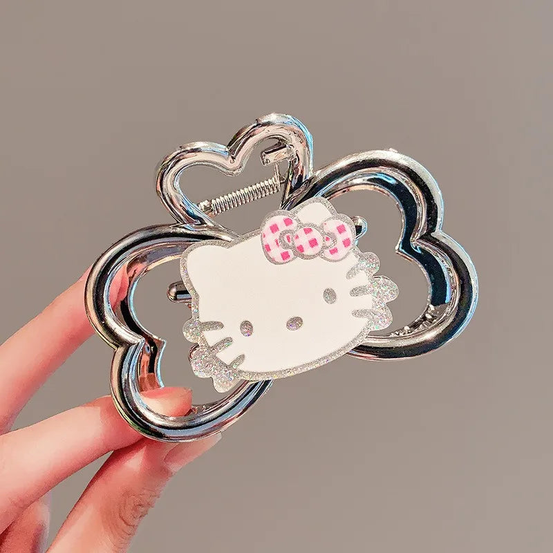 Hello Kitty Haarspangen mit silberner Schleife für Kinder 