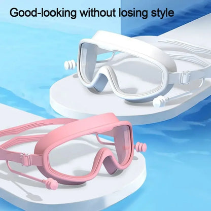 Kid's Anti-Fog Big Frame Swimming Goggles with Earplugs