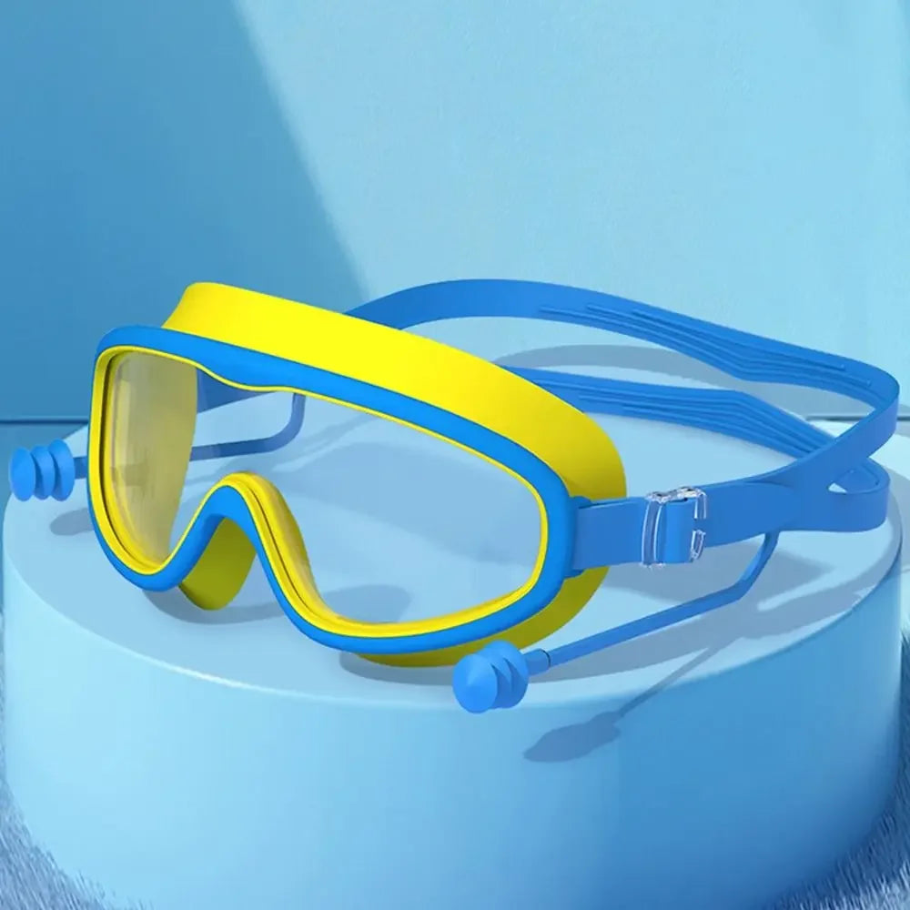 Kid's Anti-Fog Big Frame Swimming Goggles with Earplugs