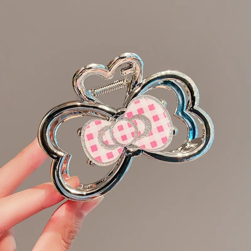 Hello Kitty Haarspangen mit silberner Schleife für Kinder 